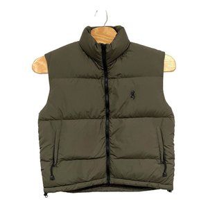 Men's Browning Puffer Goose Down Vest Jacket Olive Green Size M/M ECU